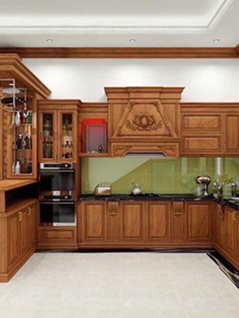 Kệ bếp gỗ tự nhiên mẫu BG06