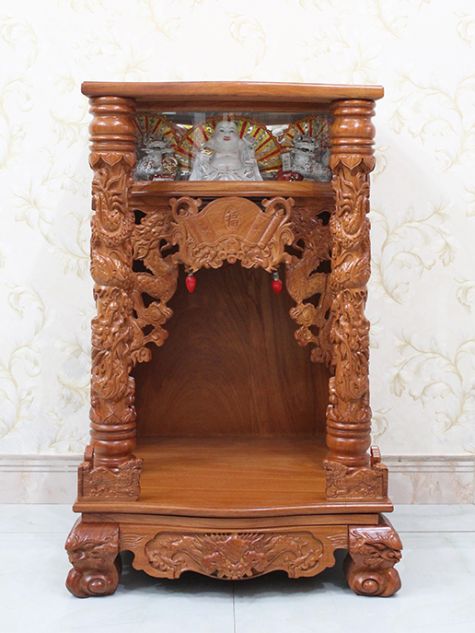 Bàn thờ ông địa gỗ Gõ đỏ 60x60x98 (Ngang x Sâu x Cao) 