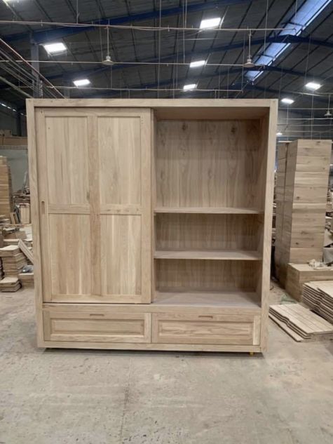 Tủ quần áo gỗ sồi mẫu cửa lùa TAS17