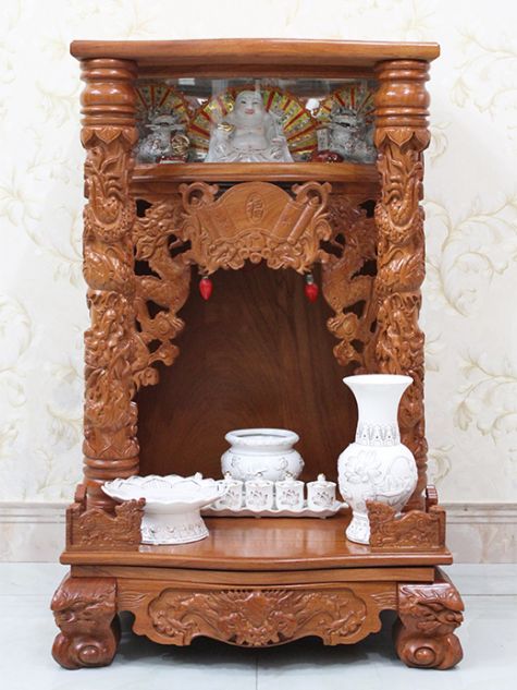 Bàn thờ ông địa gỗ Gõ đỏ 60x60x98 (Ngang x Sâu x Cao) 