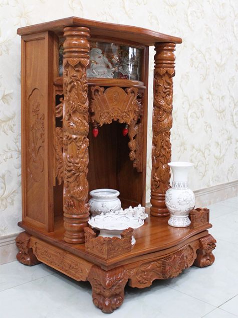 Bàn thờ ông địa gỗ Gõ đỏ 60x60x98 (Ngang x Sâu x Cao) 