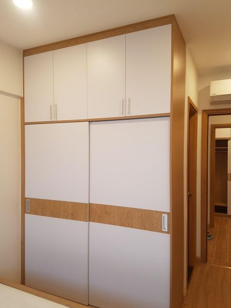Tủ quần áo gỗ sồi sơn trắng TAS38