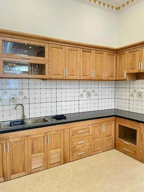 Kệ bếp gỗ tự nhiên mẫu BG25