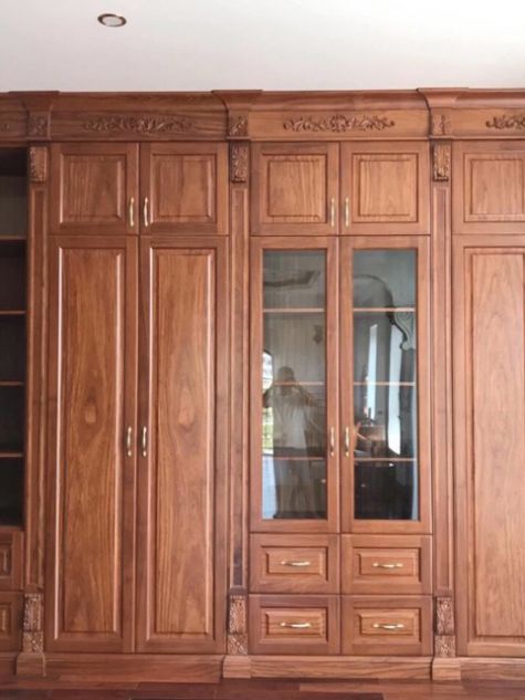 Tủ quần áo đụng trần gỗ gõ đỏ và xoan đào TAGDX10