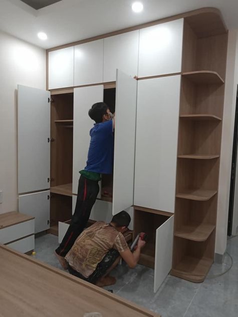 Tủ quần áo gỗ sồi sơn trắng TAS30