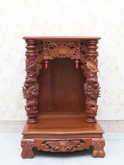 BÀN THỜ ÔNG ĐỊA GỖ GÕ ĐỎ CỘT NỔI OD13 - 60x60x88 (Ngang x Sâu x Cao)