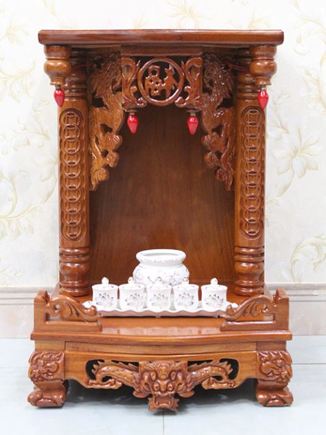 Bàn thờ thần tài ông địa gỗ đỏ cột nữa - OD33 - 48x48x68 (Ngang x Sâu x Cao)