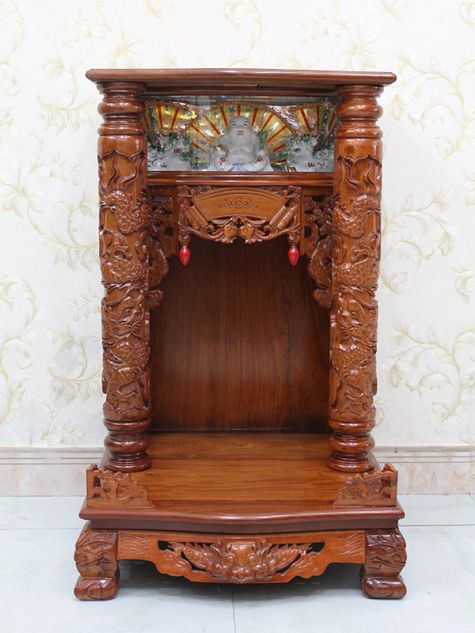 Bàn thờ ông địa - Thần tài gỗ căm xe OD08 60x60x98 (Ngang x Sâu x Cao)