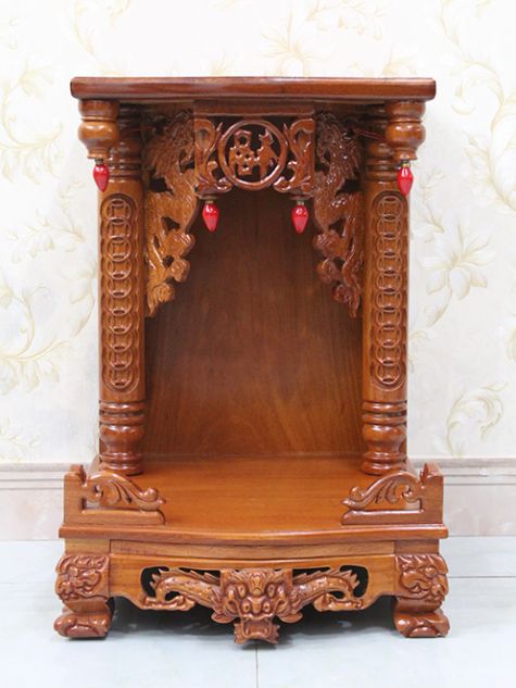Bàn thờ thần tài ông địa gỗ đỏ cột nữa - OD33 - 48x48x68 (Ngang x Sâu x Cao)