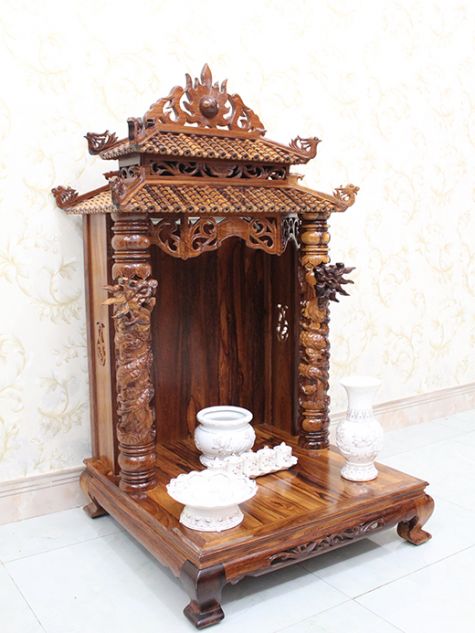 BÀN THỜ ÔNG ĐỊA GỖ CẨM LAI MÁI CHÙA OD12 68x68x127 (Ngang x Sâu x Cao)