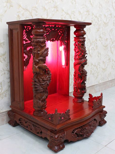 BÀN THỜ ÔNG ĐỊA GỖ CĂM XE CỘT NỔI OD11 60x60x88 (Ngang x Sâu x Cao)
