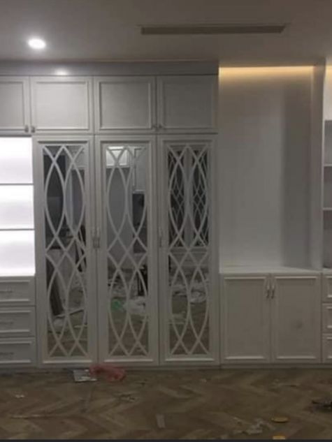 Tủ gỗ sồi sơn trắng TAS01
