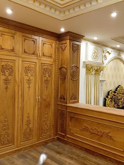 Tủ quần áo đụng trần gỗ gõ đỏ và xoan đào TAGDX26