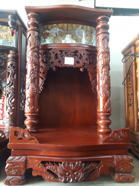 Bàn thờ ông địa - Thần tài gỗ tràm có hộp đèn ODT12 - 60x60x98 (Ngang x Sâu x Cao)