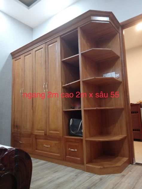 Tủ quần áo đụng trần gỗ gõ đỏ và xoan đào TAGDX18