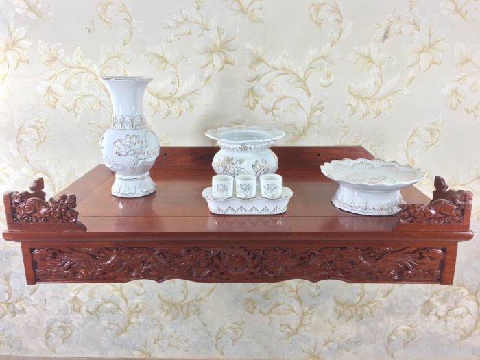 Bàn thờ treo tường gỗ căm xe ngang 81 sâu 48 cm