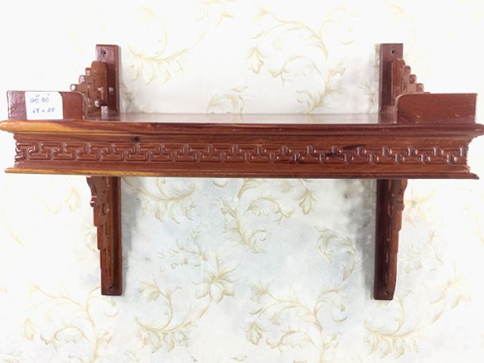Bàn thờ treo tường gỗ gõ đỏ mẫu chân sâu 48cm x ngang 68cm