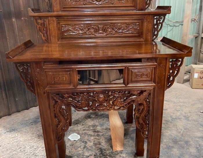 Bàn thờ gia tiên 3 tầng gỗ tràm 1m07