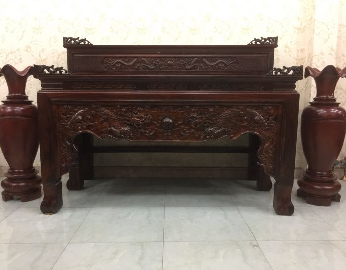 Bàn thờ gia tiên 2 tầng gỗ muồng 1m76cm GT21