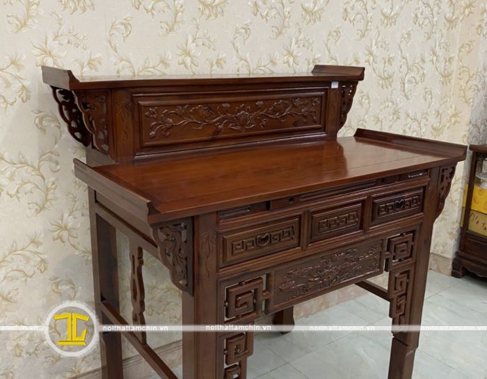 Bàn thờ gia tiên 2 tầng gỗ tràm ngang 1m27cm sâu 81cm