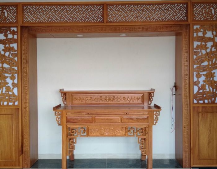 Bàn thờ gia tiên 2 tầng gỗ gõ đỏ GTGD05