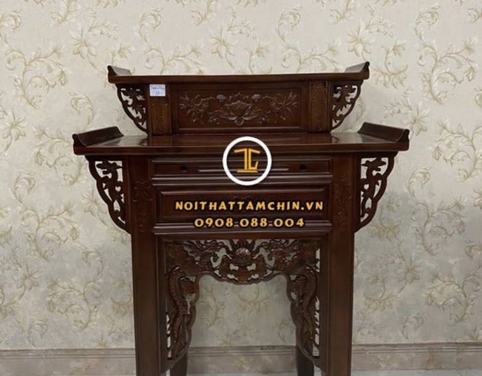 Bàn thờ gia tiên gỗ muồng 2 tầng GT02
