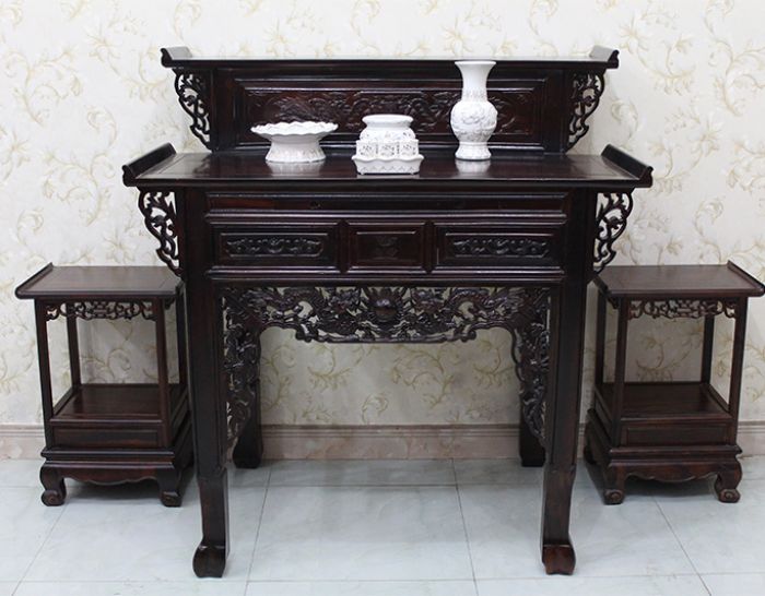 Bàn thờ gia tiên gỗ muồng 2 tầng GT08