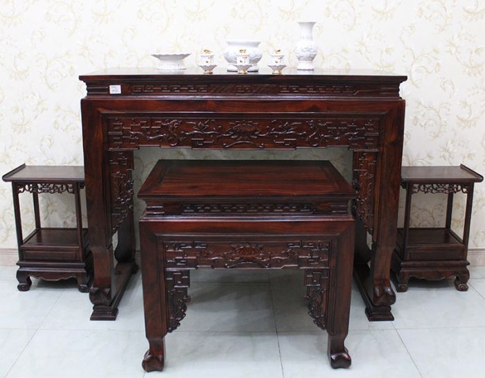 Bàn thờ gia tiên cặp gỗ muồng GT14