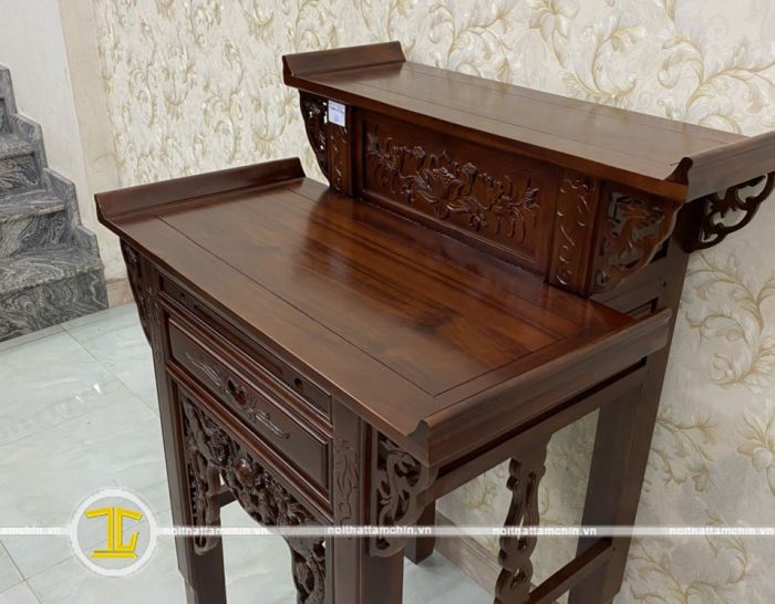 Bàn thờ gia tiên 2 tầng gỗ tràm ngang 88cm sâu 81cm