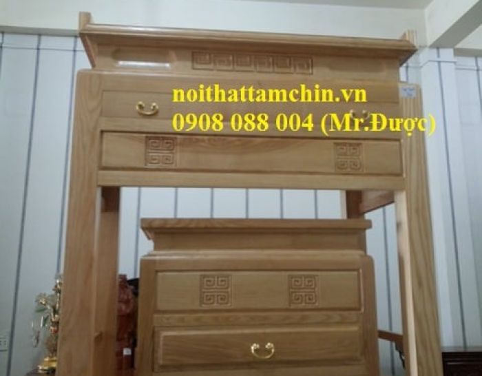 Bàn thờ gia tiên gỗ sồi ngang 1m27 cao 1m27 sâu 61cm