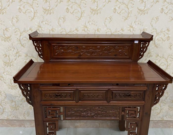 Bàn thờ gia tiên 2 tầng gỗ tràm ngang 1m27cm sâu 81cm