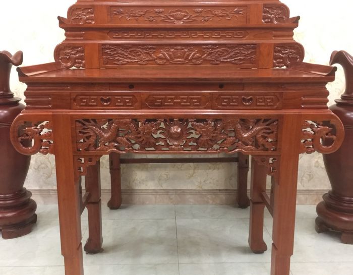 Bàn thờ gia tiên gỗ căm xe 3 tầng GTCX09