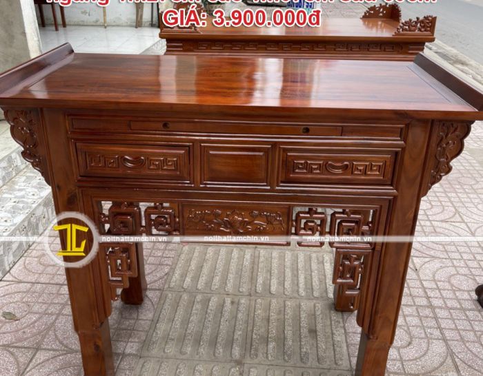Bàn thờ gia tiên 1 tầng gỗ tràm ngang 1m27cm cao 1m07 sâu 60cm - GT108