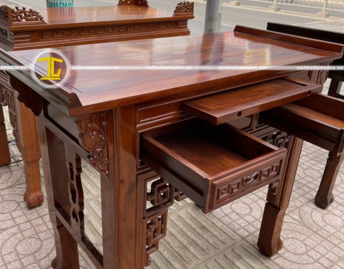 Bàn thờ gia tiên 1 tầng gỗ tràm ngang 1m27cm cao 1m07 sâu 60cm - GT108