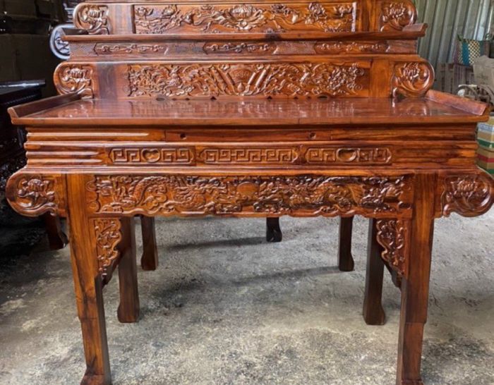 Bàn thờ gia tiên 3 tầng gỗ muồng tay cuốn 1m54 GT18