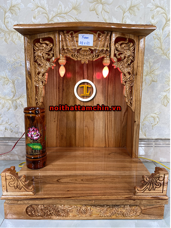 Bàn thờ ông địa gỗ xoan đế hộp 48 x 48 x 60 (Ngang x Sâu x Cao)